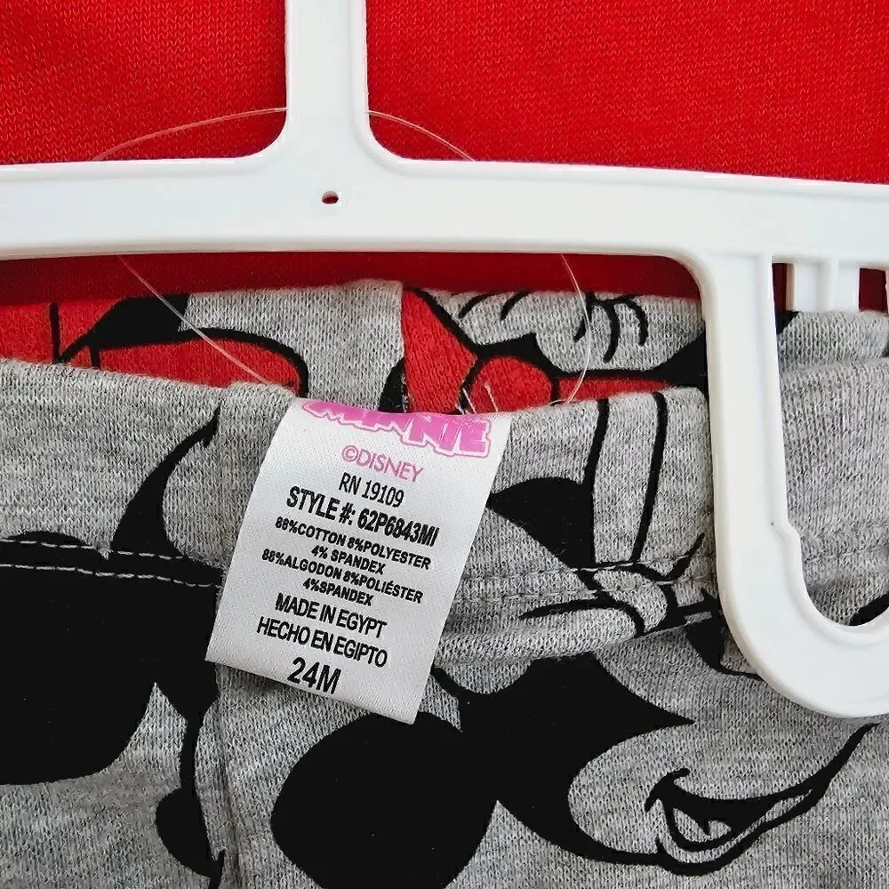 New! Disney Minnie Mouse Ruffle Sweatshirt Leggings Baby Girl Matching Set